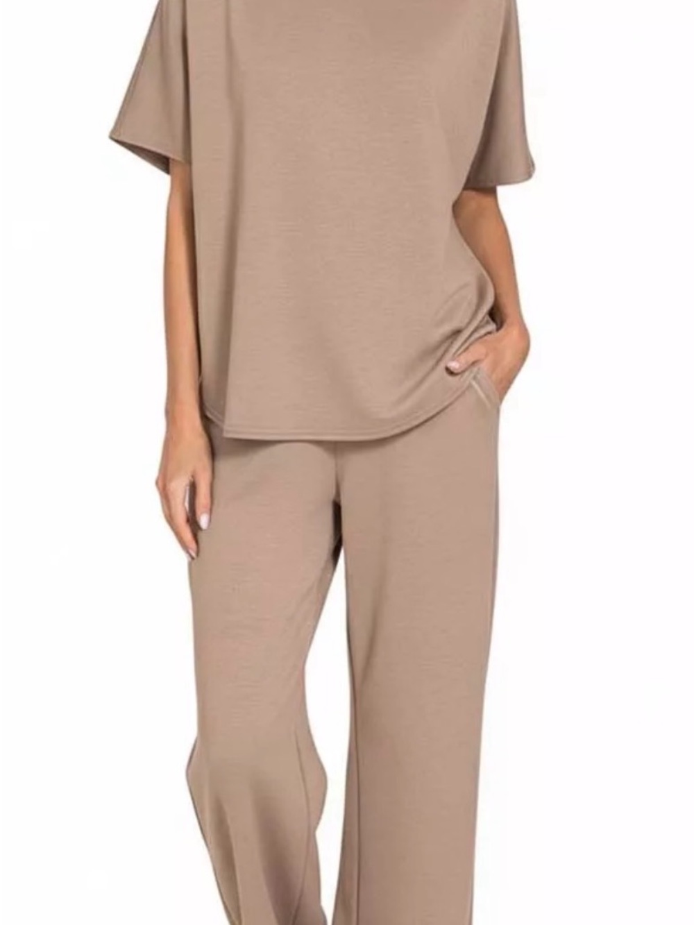 NWOT Zenana Outfitters MOCHA Wide-Leg Scuba Lounge Set sz S - Picture 2 of 7